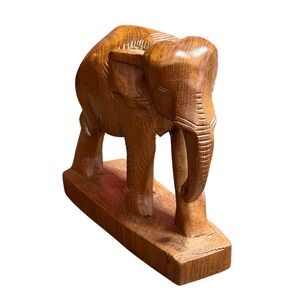 Hand Carved Wooden‎ Elephant Figurine Statue Home Decor Animal Sculpture
